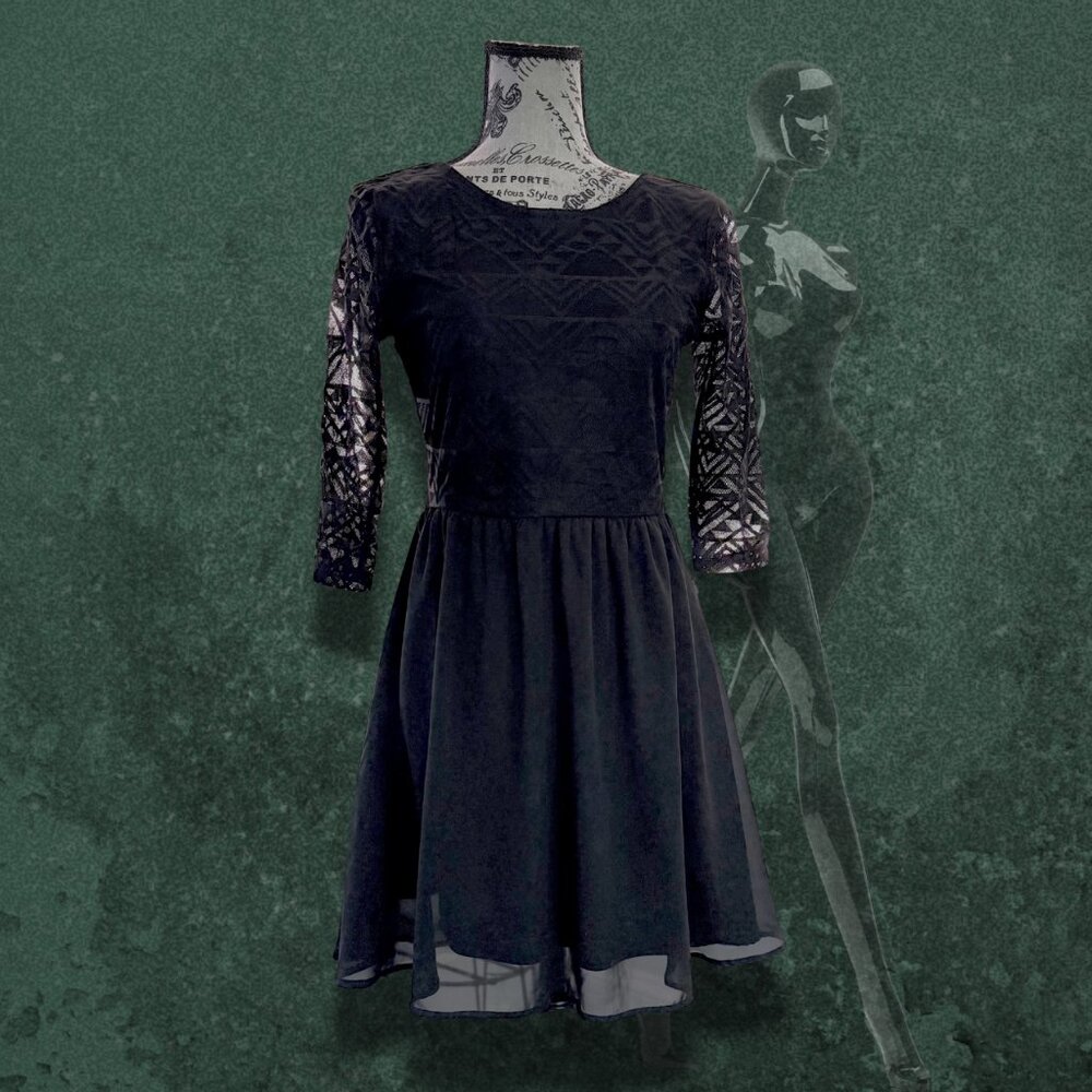 H&M Elegant Black Long Sleeve Dress S